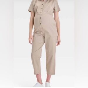 Isabel Maternity Beige Coveralls in Size XL